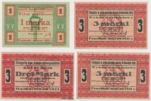 Németország / Weimari Köztársaság / Königshütte 1921. 1M + 3M (3x) T:I
Germany / Weimar Republic / ...