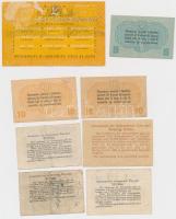 8db-os vegyes szükségpénz és bankjegy tétel, közte Budapest 1919. 20f "Központi Sajtóvállalat&q...