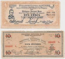 Fülöp-szigetek 1941-1944. 2P-10P 4db szükségpénz, melyek az emigráns kormány nevében készültek T:III...