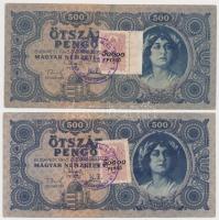 1945. 500P (2x) mindkettő hamis bélyeggel és bélyegzéssel T:III