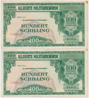 Ausztria / Szövetséges megszállás 1944. 100Sch (2x) sorszámkövetők T:II fo. Austria / Allied occupation 1944. 100 Schilling (2x) sequential serials C:XF spots