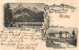 Sankt Ulrich am Pillersee (Tirol) Strassenwirth, Fleckensee mit Ulricher Steinbergen, floral