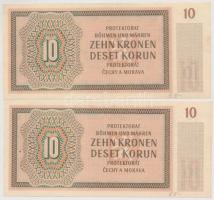 Német 3. Birodalom / Cseh-Morva Protektorátus 1942. 10K (2x) sorszámkövetők T:I,I-
German Third Rei...