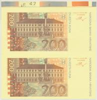 Horvátország 1993. 200K hátlapi színpróba páros ívben T:I Croatia 1993. 200 Kuna back color trial in a sheet of two C:UNC