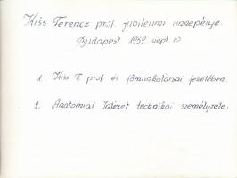 1959 dr. Kiss Ferenc (1889-1966) anatómia professor 50 éves jubileumi ünnepségén készült fotó, verzó...