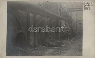 1917 Braila, Zuckerfabrik / damaged interior of the sugar factory, photo