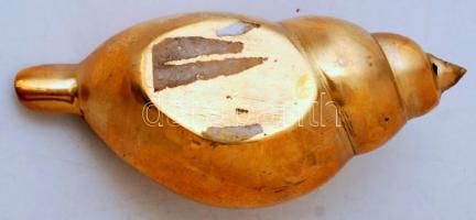 Csiga formájú réz cigarettahamuzó, h: 10 cm