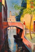 Herrer jelzéssel: Velencei életkép. Olaj, falemez, keretben, 64×45 cm