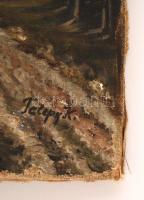 Telepy jelzéssel: Sziklára épült erőd. Olaj, vászon, 42×53 cm