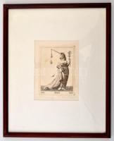 Artner Margit(1954-): Szűz. Rézkarc, papír, jelzett, számozott, üvegezett keretben, 12x9 cm