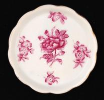 Herendi Eton mintás porcelán tálka, kézzel festett, jelzett, hibátlan, kopott aranyozással, d: 8 cm