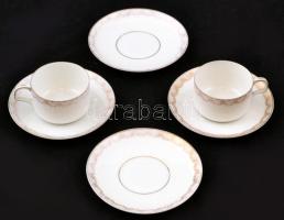 2 db Bavaria porcelán kávés csésze, hozzá illő 4 db csészealjjal, matricás, kopásnyomokkal, jelzett