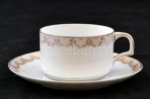 2 db Bavaria porcelán kávés csésze, hozzá illő 4 db csészealjjal, matricás, kopásnyomokkal, jelzett