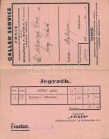 1939 Gallér Service, Főnix kiszállítási kártya, kihajthatós nyomtatvány, 14x9cm