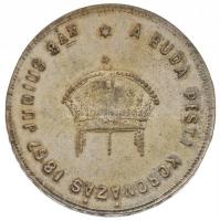 1867. I. Ferenc József budai koronázására ezüstözött Br koronázási zseton. A BUDA PESTI KORONÁZÁS 1867 JUNIUS 8-ÁN / ÉLJEN A HAZA ÉS AZ ALKOTMÁNY (11,9g/31mm) T:2- /  Hungary 1867. Coronation medal two-sided silver plated Br commemorative medallion (11,9g/31mm) C:VF