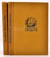 2 db könyv-Sven Hedin: Abnteuer in Tibet. Leipzig, 1928, Brockhaus. Kiadói egészvászon kötés, kissé foltos állapotban + Ansreas Reischer: Sterbende Welt. Leipzig, 1927, Brockhaus. Kissé szakadt egészvászon kötés.