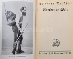 2 db könyv-Sven Hedin: Abnteuer in Tibet. Leipzig, 1928, Brockhaus. Kiadói egészvászon kötés, kissé ...