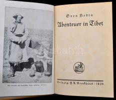 2 db könyv-Sven Hedin: Abnteuer in Tibet. Leipzig, 1928, Brockhaus. Kiadói egészvászon kötés, kissé ...