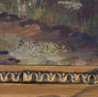 Polányi jelzéssel: Tanya. Olaj, karton, foltos, sérült keretben, 29×37 cm