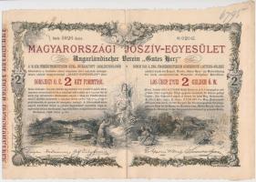 Budapest 1888. Magyarországi Jószív-Egyesület sorsjegykölcsön 2Ft-ról, szárazpecséttel, bélyegzésekkel (2x) sorszámkövetők T:II-,III