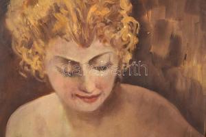 Jelzés nélkül: Női félakt. Olaj, vászon, keretben, 58×48 cm