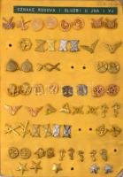 ~1970-1980. A Magyar Néphadsereg fegyvernemi hajtókajelvényeinek 76db-os gyűjteménye két kartonlapon...