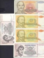 Jugoszlávia 1993. 50.000.000D (2x), 500.000.000D (2x), 5000.000.000D (2x), 50.000.000.000D + 1994. 1...