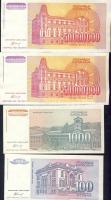 Jugoszlávia 1993. 50.000.000D (2x), 500.000.000D (2x), 5000.000.000D (2x), 50.000.000.000D + 1994. 1...