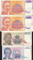 Jugoszlávia 1993. 50.000.000D (2x), 500.000.000D (2x), 5000.000.000D (2x), 50.000.000.000D + 1994. 1...