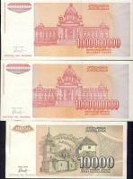 Jugoszlávia 1968-74. 50D,100D,500D,1000D T:I + 1993. 5000D (2x), 10.000D (2x), 1000.000.000D (2x) T:...