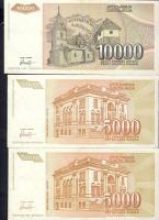 Jugoszlávia 1968-74. 50D,100D,500D,1000D T:I + 1993. 5000D (2x), 10.000D (2x), 1000.000.000D (2x) T:...