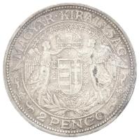 1931. 2P Ag "Madonna" (10,01g) T:2- kis ph.,patina / 
Hungary 1931. 2 Pengő Ag "Mado...