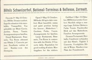 cca 1920-30 Hotels Schwezerhof reklámnyomtatvány, 9x14cm