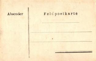 Flieger-Abwehr, handgezeichnete Feldpostkarte / anti-aircraft machine gun, hand drawn postcard