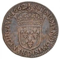 Franciaország 1662D 1/12E Ag "XIV. Lajos" (2,24g) T:2,2- / 
France 1662D 1/12 Ecu Ag &quo...