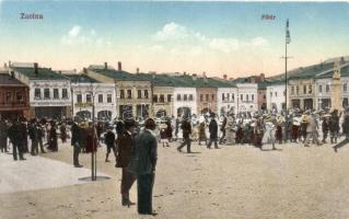 Zsolna, Zilina; Fő tér, Tatár József, Wecht Márk és Neumann Lipót üzlete / main square, shops