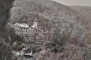 cca 1950 Lillafüredi szálló előtérben ismerkedő gyerekekkel, törött üvegezett keretben,  40×30 cm