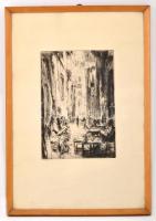 Aszódi Weil Erzsébet (1901-1976): Nápolyi utcal. Rézkarc, papír, jelzett, üvegezett keretben, 32×21 cm
