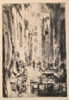 Aszódi Weil Erzsébet (1901-1976): Nápolyi utcal. Rézkarc, papír, jelzett, üvegezett keretben, 32×21 ...