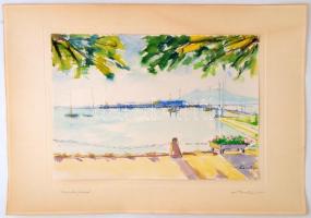 Olvashatatlan jelzéssel: Balatonfüred. Akvarell, papír, 30×41 cm