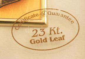 Vitézi jelvény azanyozott képe, keretben 13x15 cm