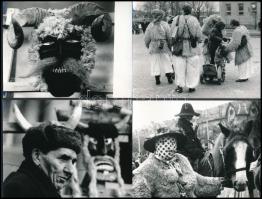 cca 1975 Mohács, busójárás, 32 db vintage fotó, 9x12 cm és 9x14 cm