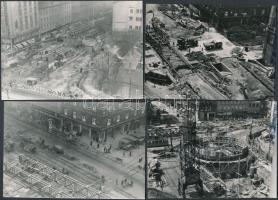 1963-1967 Budapest, Astoria aluljáró és metró állomás építése előtt és alatt, 13 db vintage, datált ...
