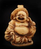 Nevető Buddha figura, műanyag, eredeti dobozában, m:4,5 cm