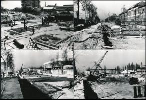 1975 Budapest, Nagyvárad téri aluljárórendszer építése, 21 db vintage fotó, 9x13 cm
