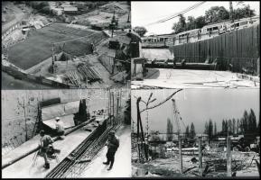 1975 Budapest, Nagyvárad téri aluljárórendszer építése, 21 db vintage fotó, 9x13 cm