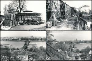 1985-1986 Budapest, A sikló építése, 33 db datált vintage fotó, Karai S. pecsétjével, 9x14 cm