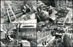 1985-1986 Budapest, A sikló építése, 33 db datált vintage fotó, Karai S. pecsétjével, 9x14 cm