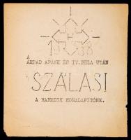 1938 Szálasi Ferenc nyilaskeresztes kisméretű kétoldalas nyilas szórólap 11x11 cm