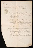 1855 Zirci járásbíróságnak címzett körözvények, rajta 15kr CM okmánybélyeggel